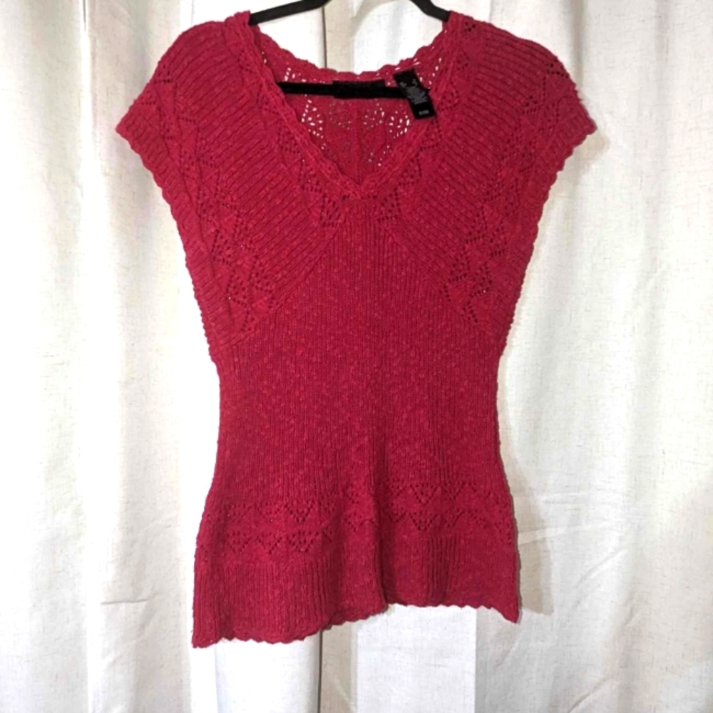 Vintage Pink Fitted Crochet Axcess Top